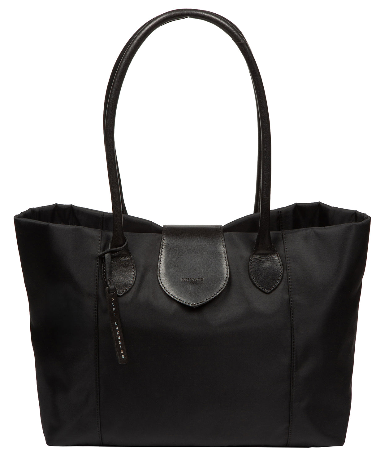 'Genevieve' Black Canvas & Leather Tote Bag