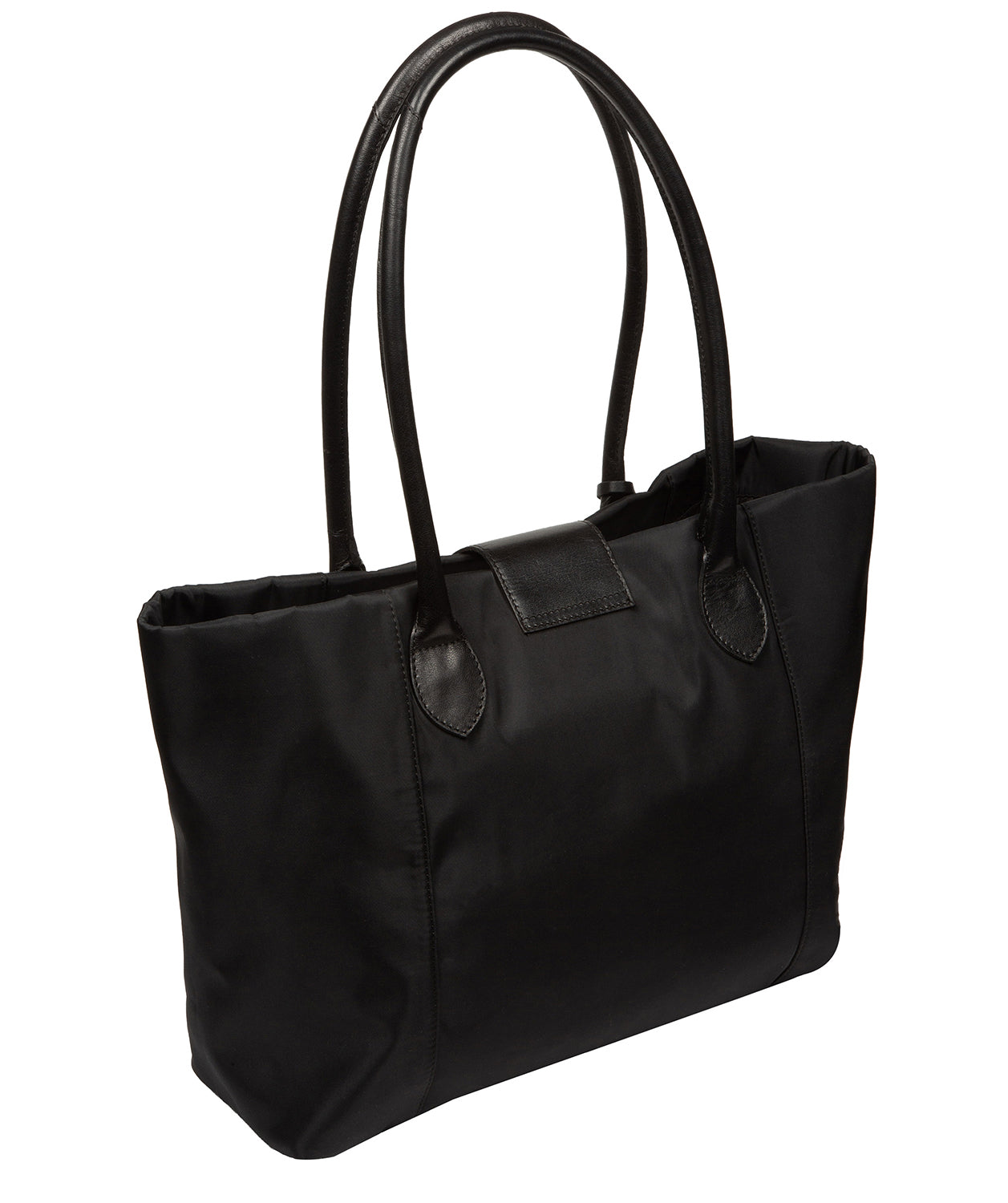 'Genevieve' Black Canvas & Leather Tote Bag