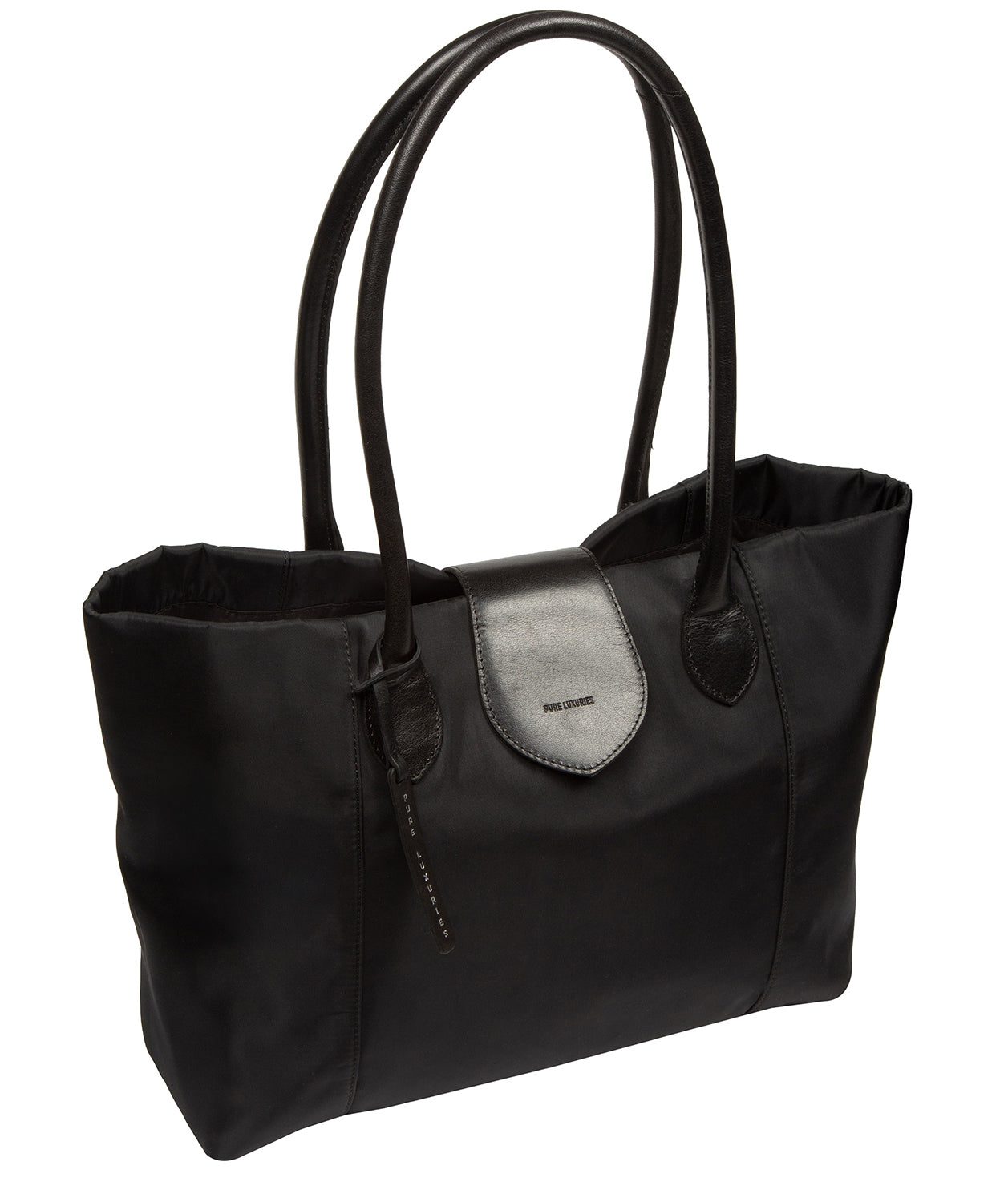 'Genevieve' Black Canvas & Leather Tote Bag