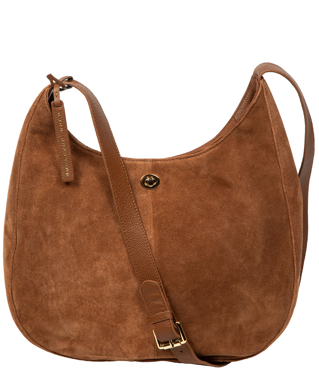 Nell bag side profile showing adjustable leather strap
