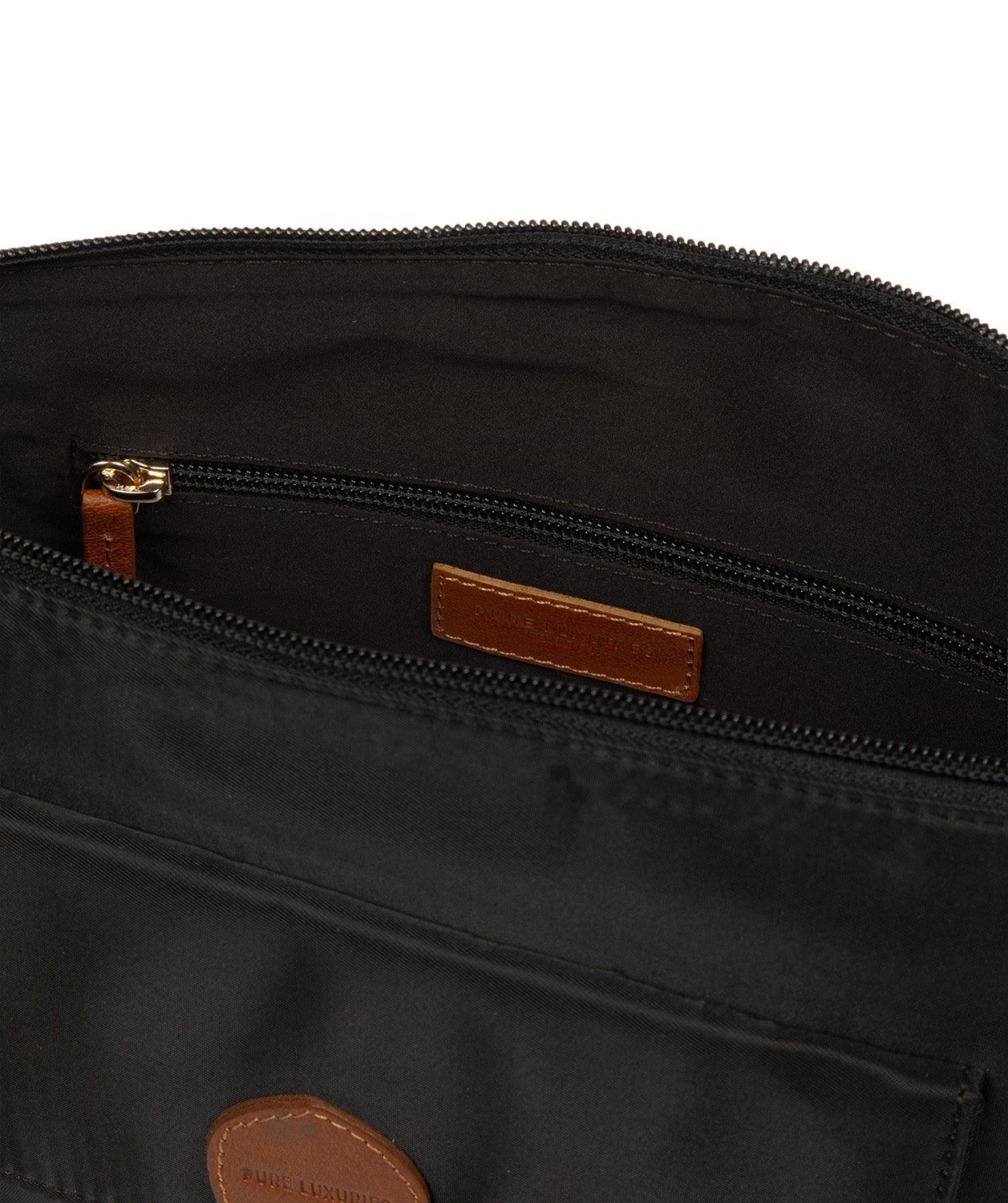 'Margaux' Black & Cognac Canvas & Leather Cross Body Bag