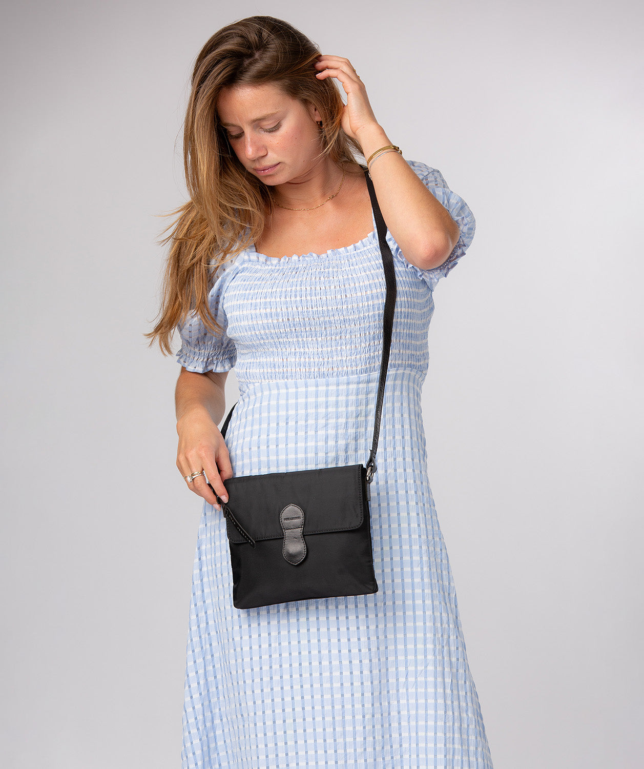'Alizee' Black Canvas & Leather Cross Body Bag