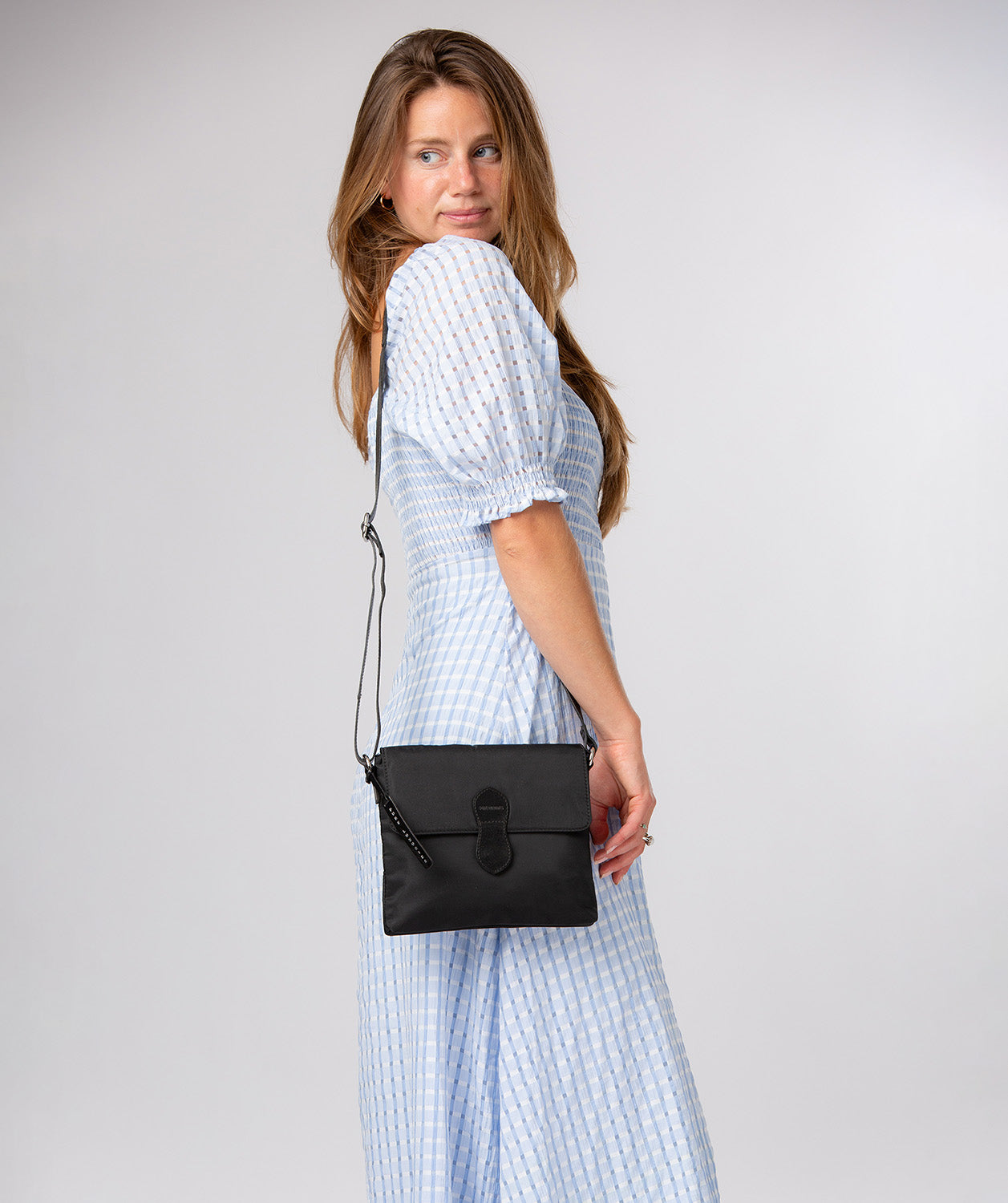 'Alizee' Black Canvas & Leather Cross Body Bag