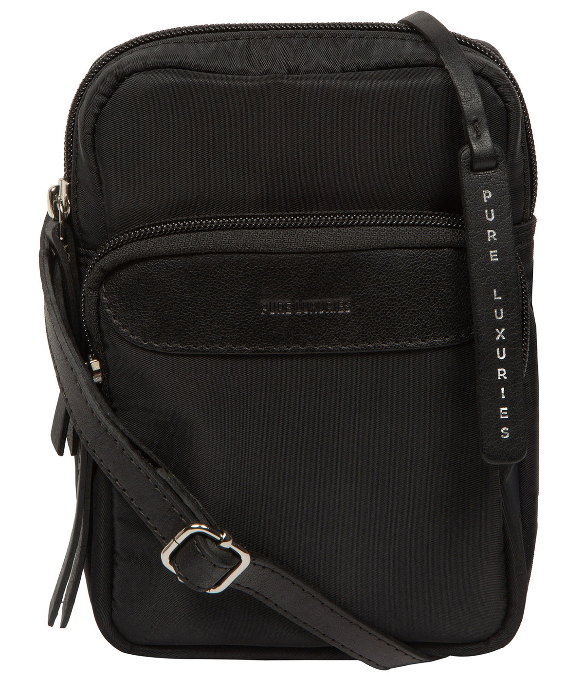 Delphine crossbody bag angled side profile showing strap