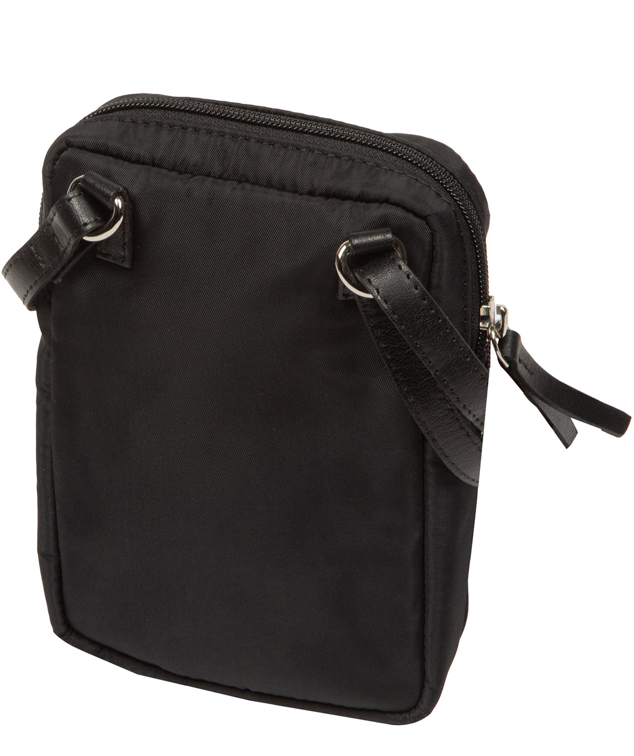 'Delphine' Black Canvas & Leather Cross Body Phone Bag