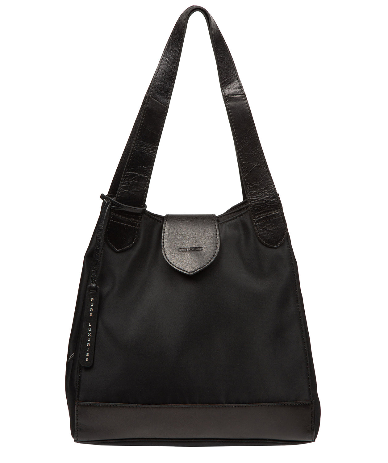 'Antoinette' Black Canvas & Leather Handbag