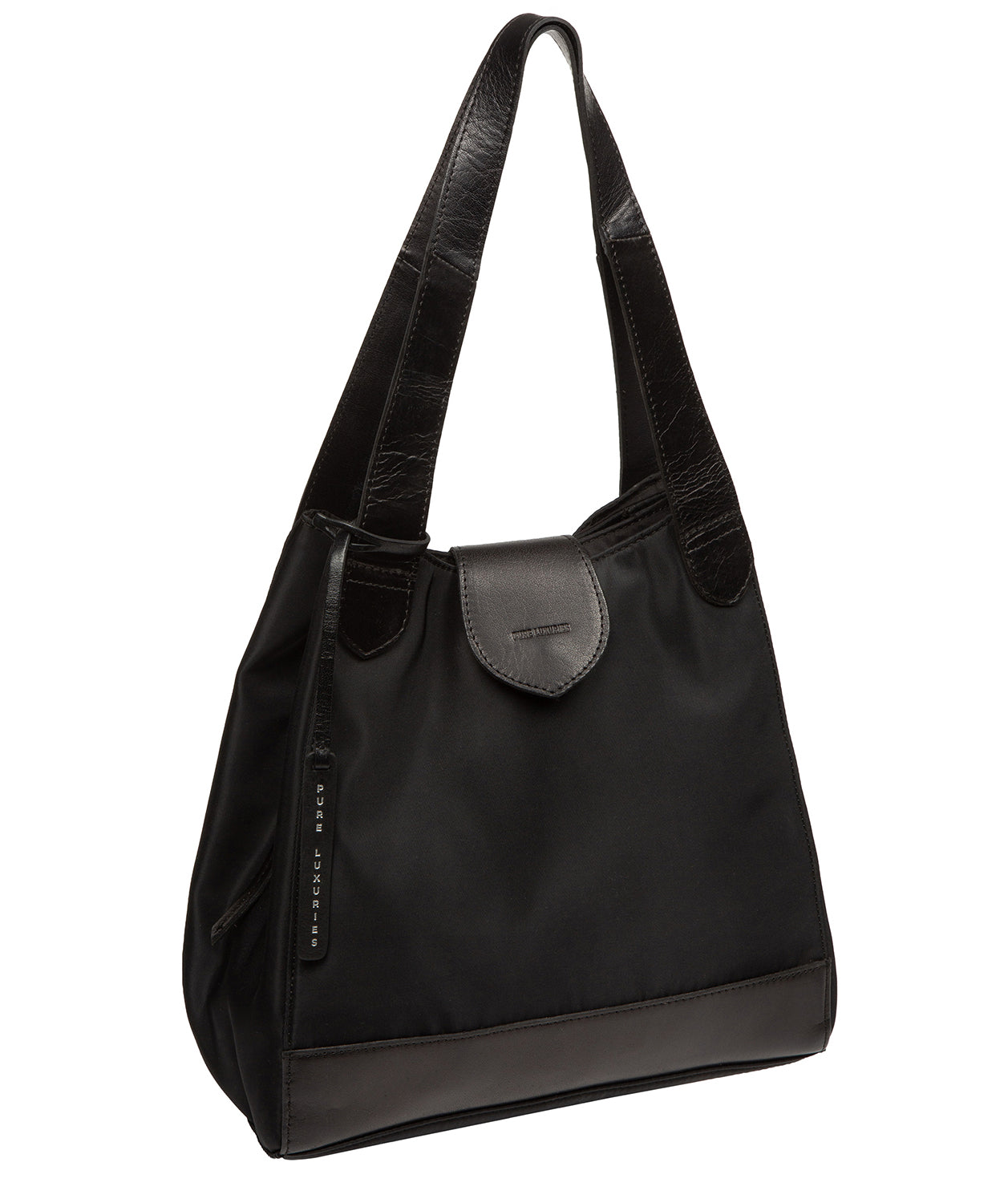 'Antoinette' Black Canvas & Leather Handbag