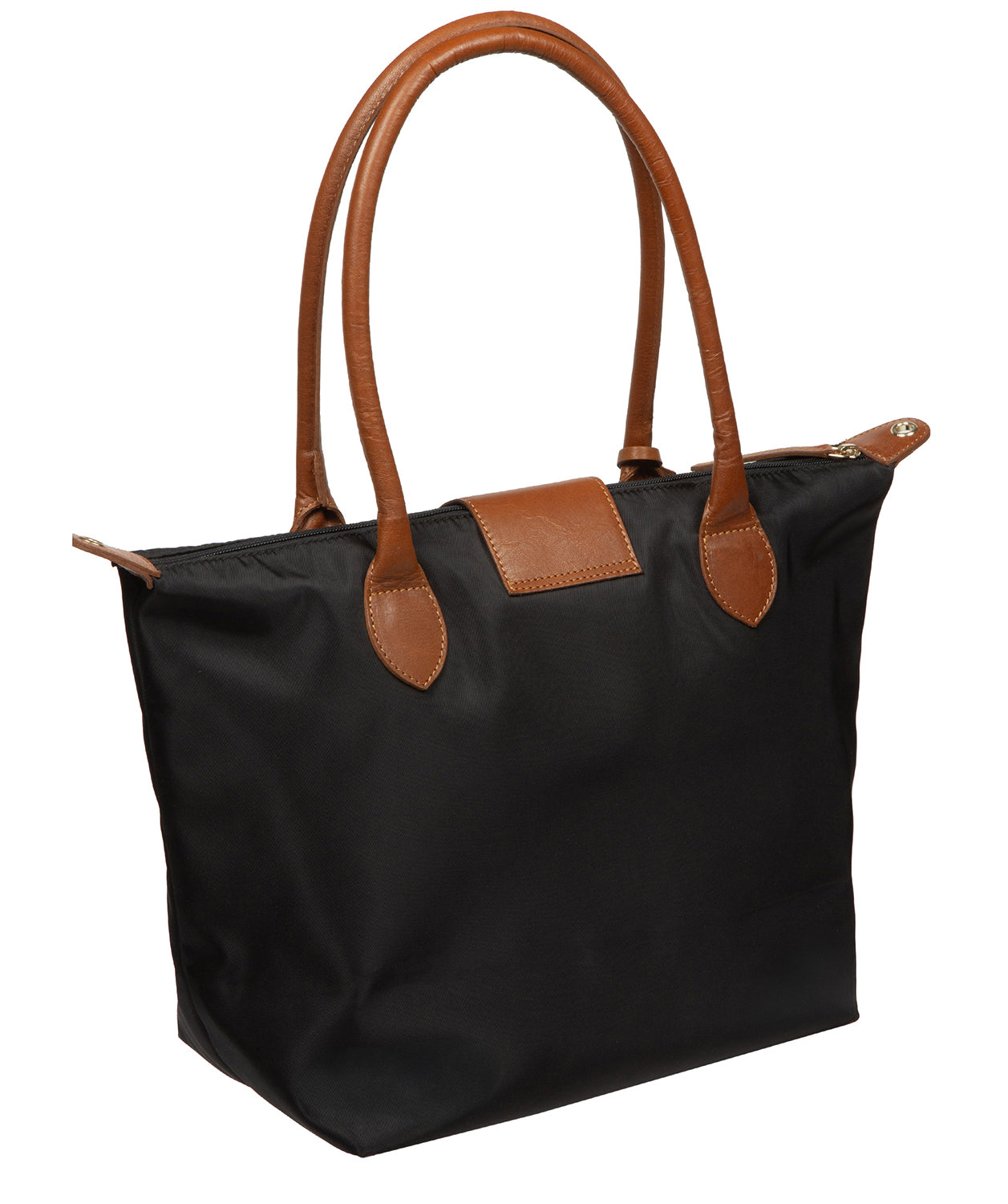'Josette' Black & Cognac Canvas & Leather Tote Bag