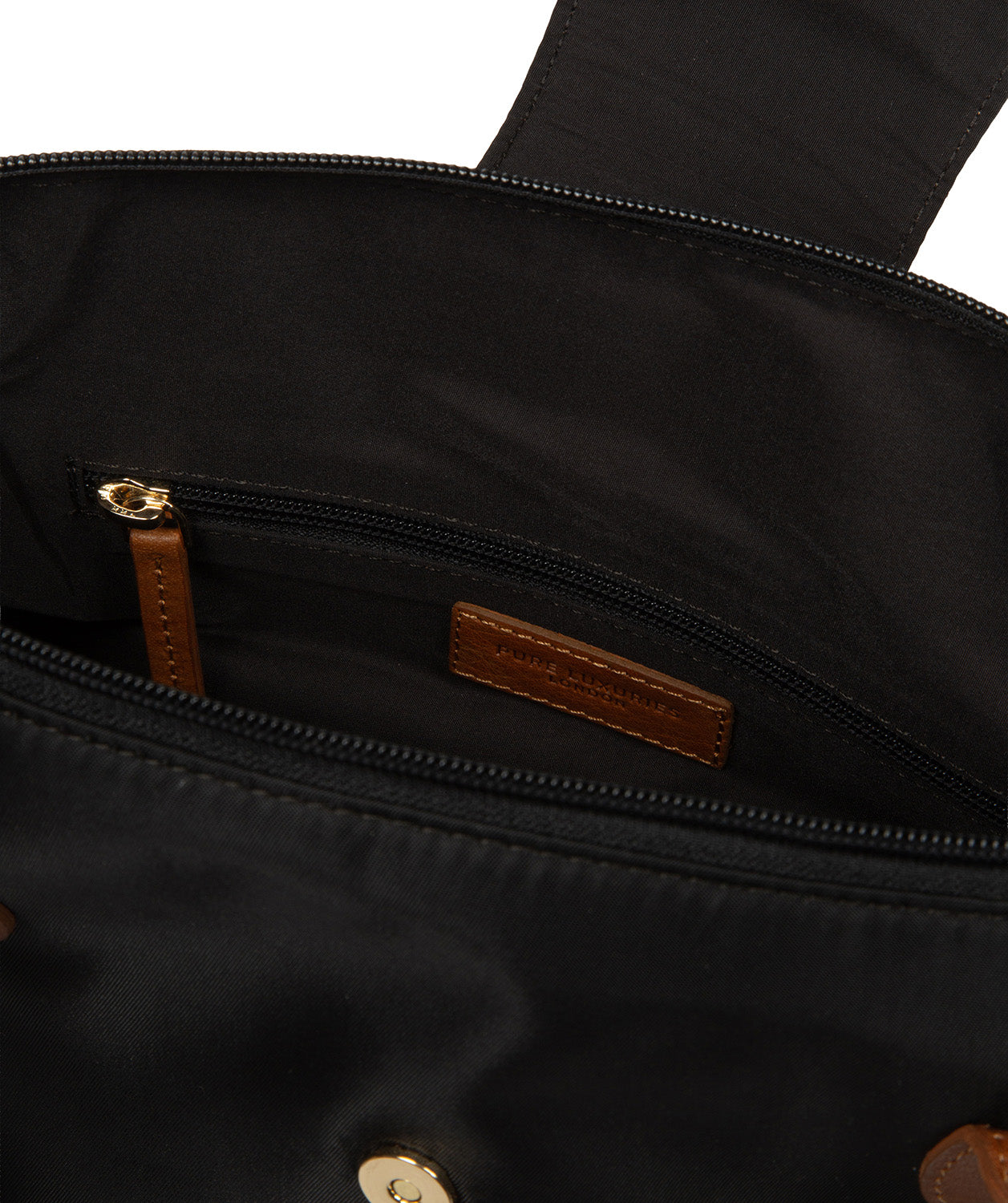 'Josette' Black & Cognac Canvas & Leather Tote Bag