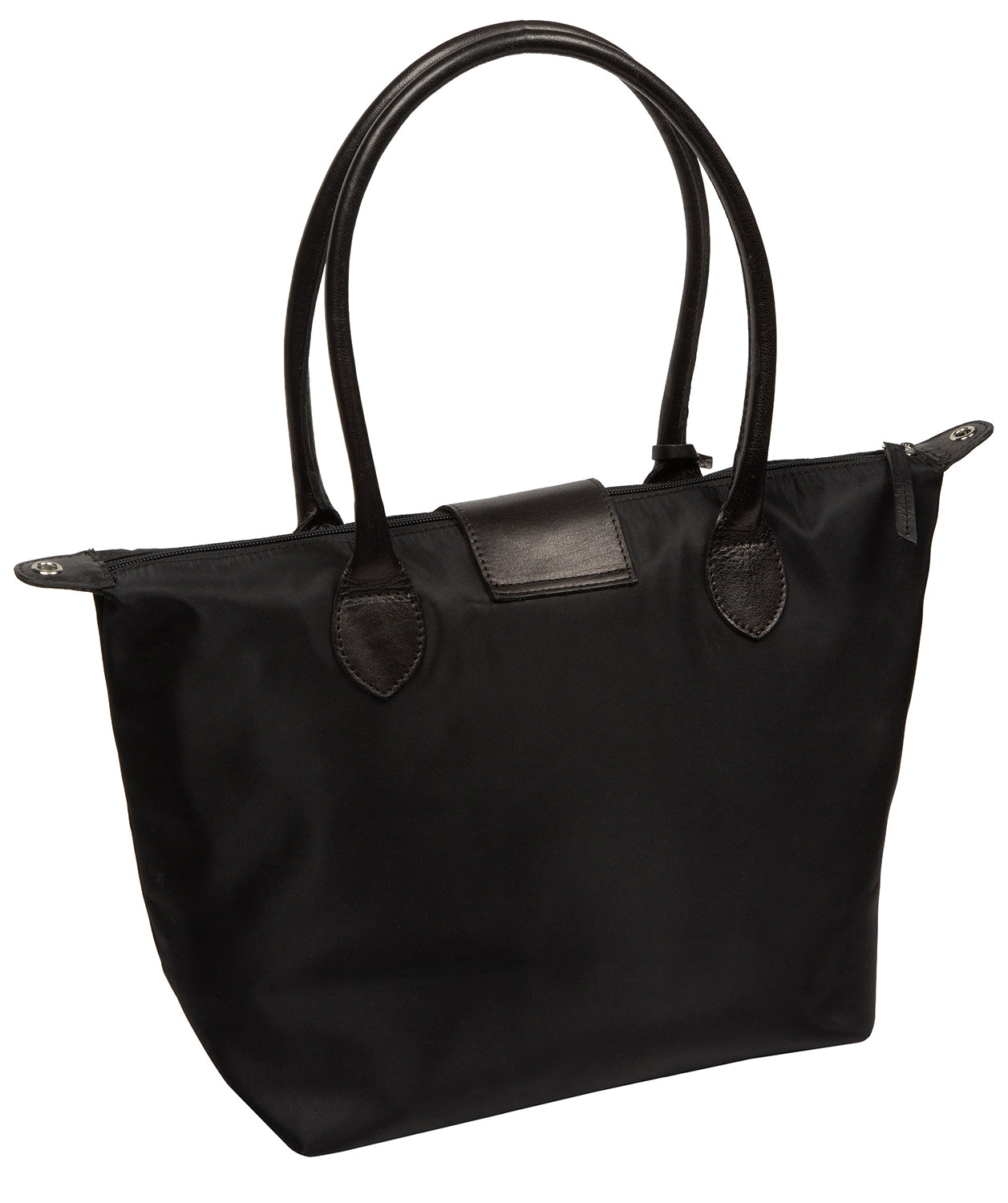 'Josette' Black Canvas & Leather Tote Bag
