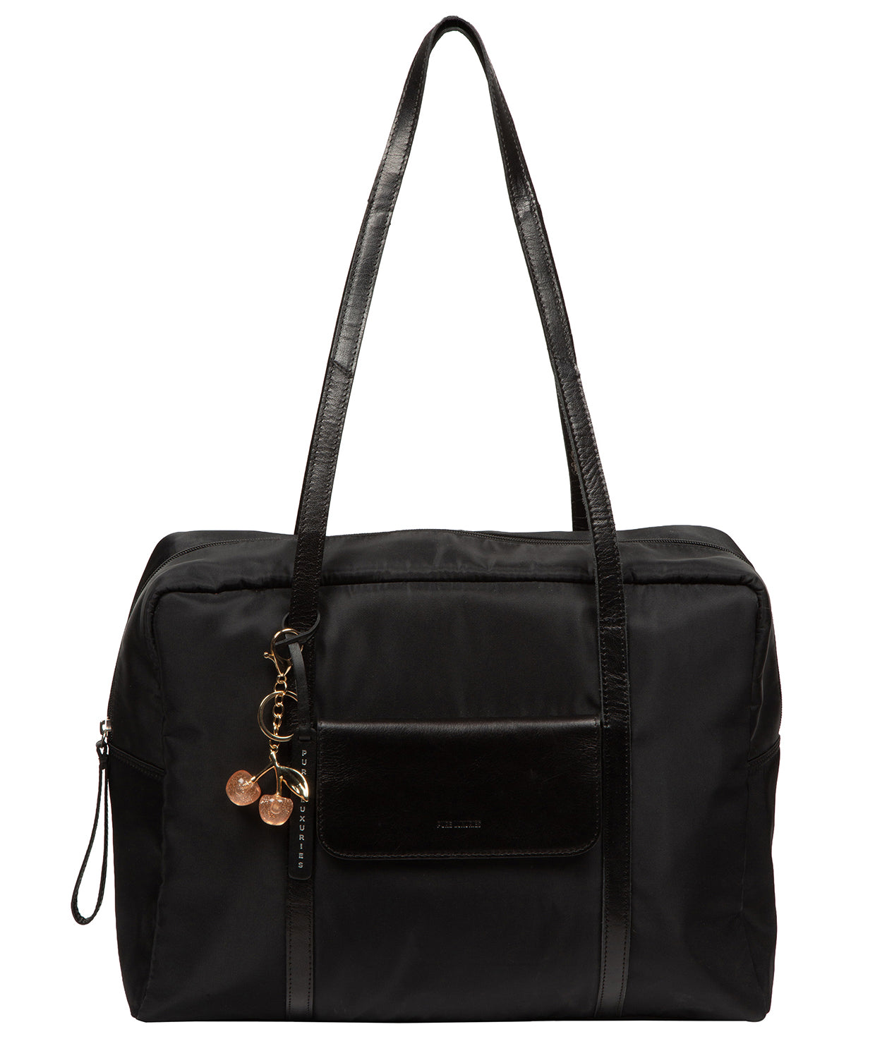 'Skye' Black Canvas & Leather Cabin Bag
