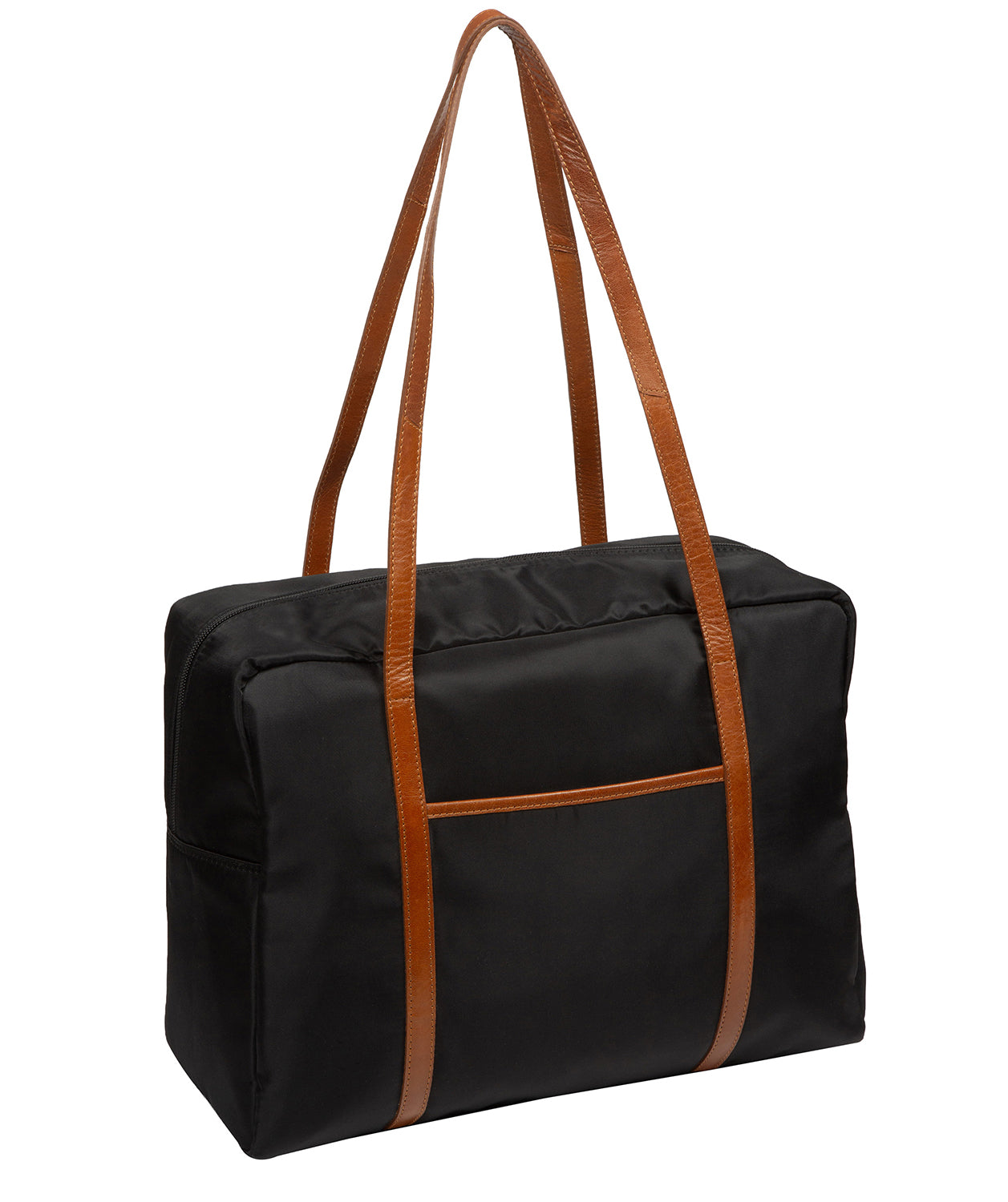 'Skye' Black & Cognac Canvas & Leather Cabin Bag
