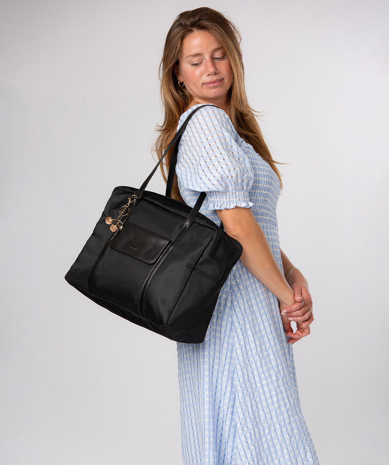 'Skye' Black Canvas & Leather Cabin Bag