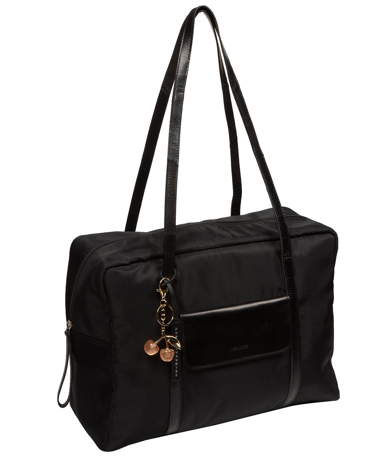 'Skye' Black Canvas & Leather Cabin Bag
