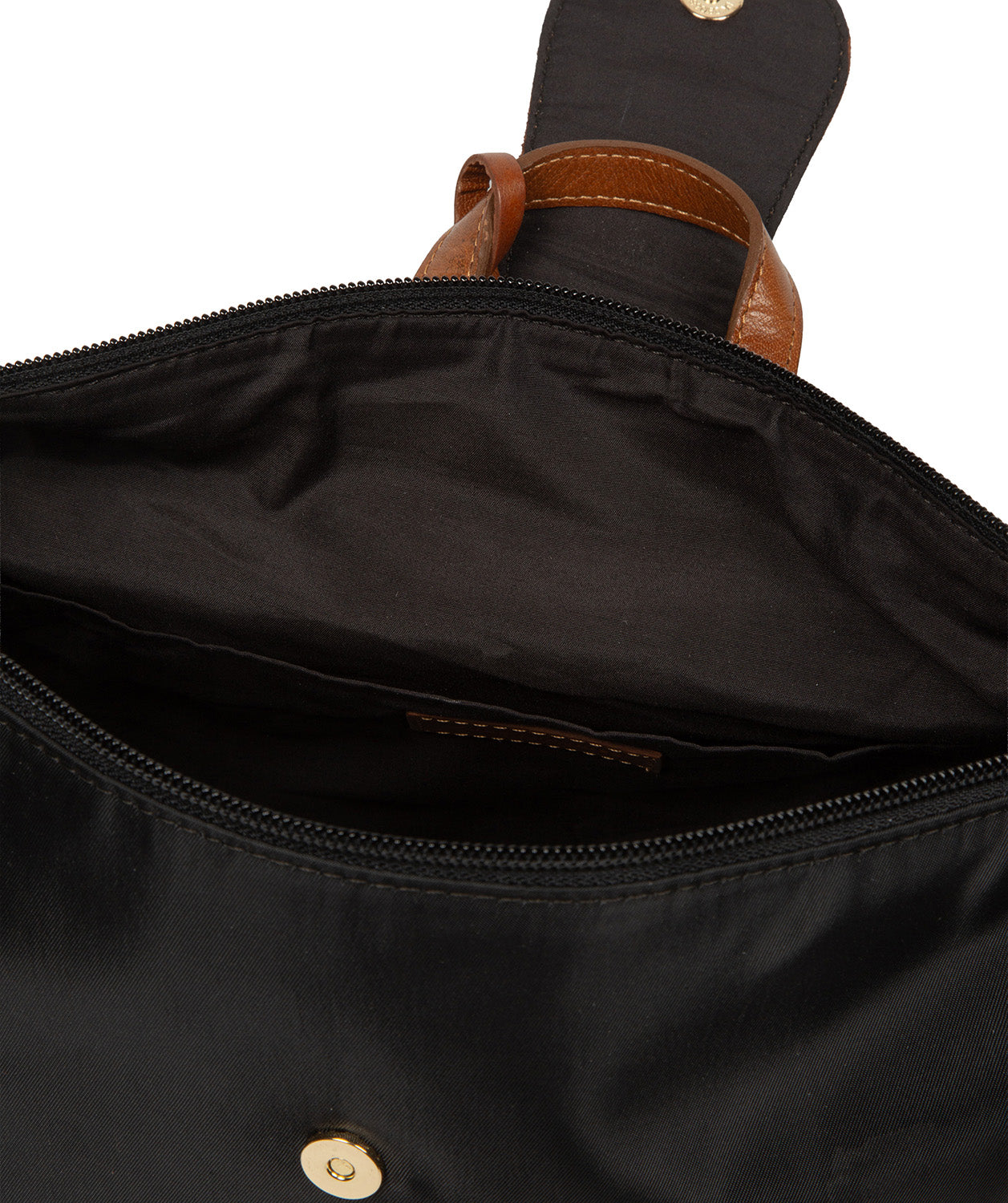 'Louison' Black & Cognac Canvas & Leather Backpack