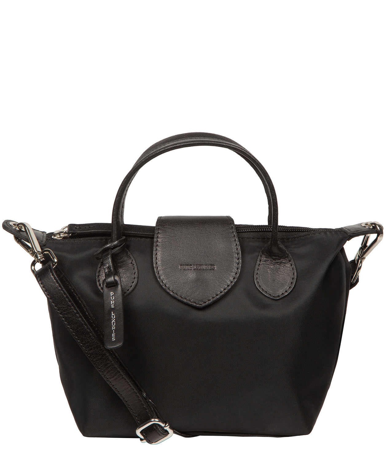 'Helene' Black Canvas & Leather Mini Handbag