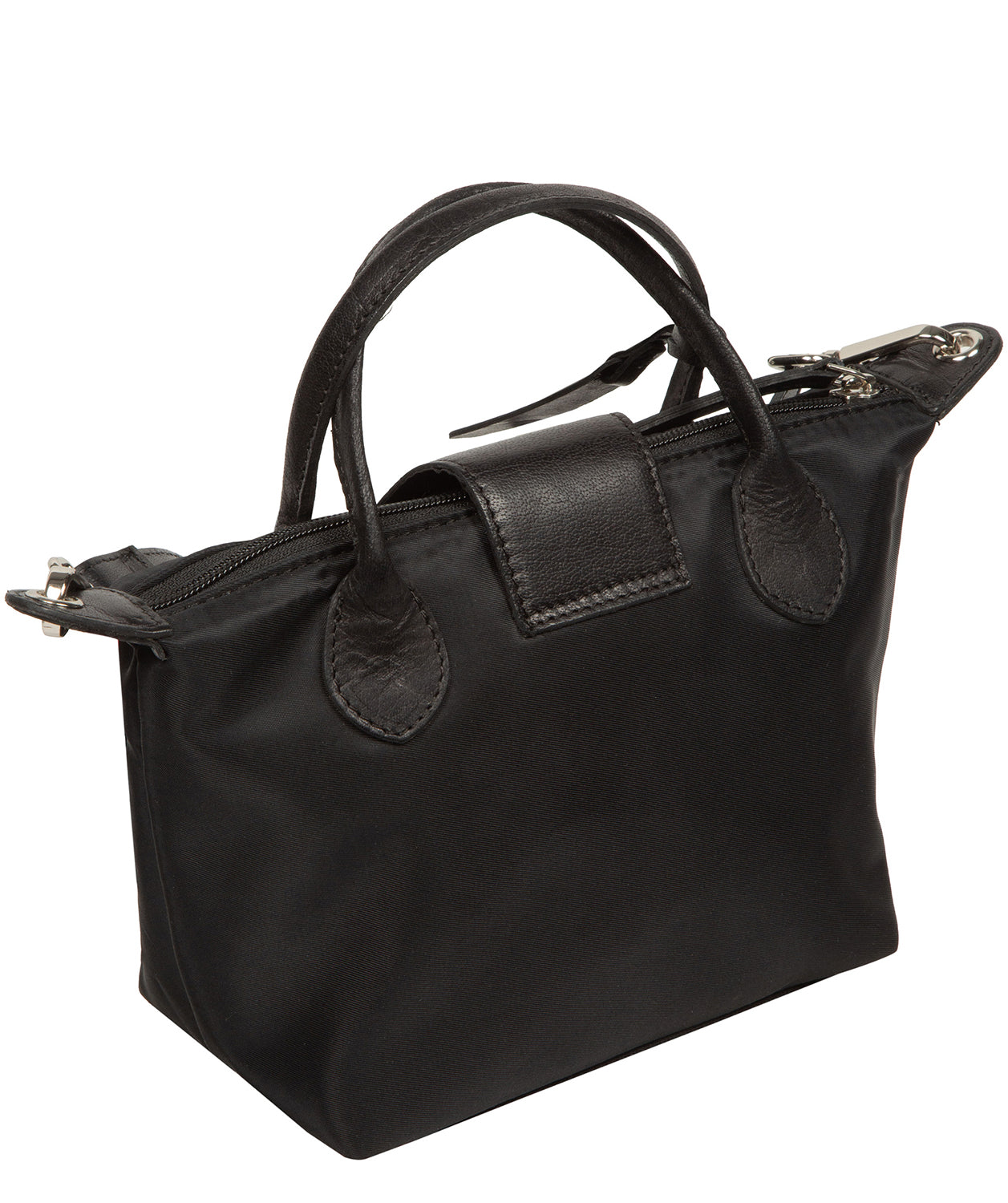 'Helene' Black Canvas & Leather Mini Handbag