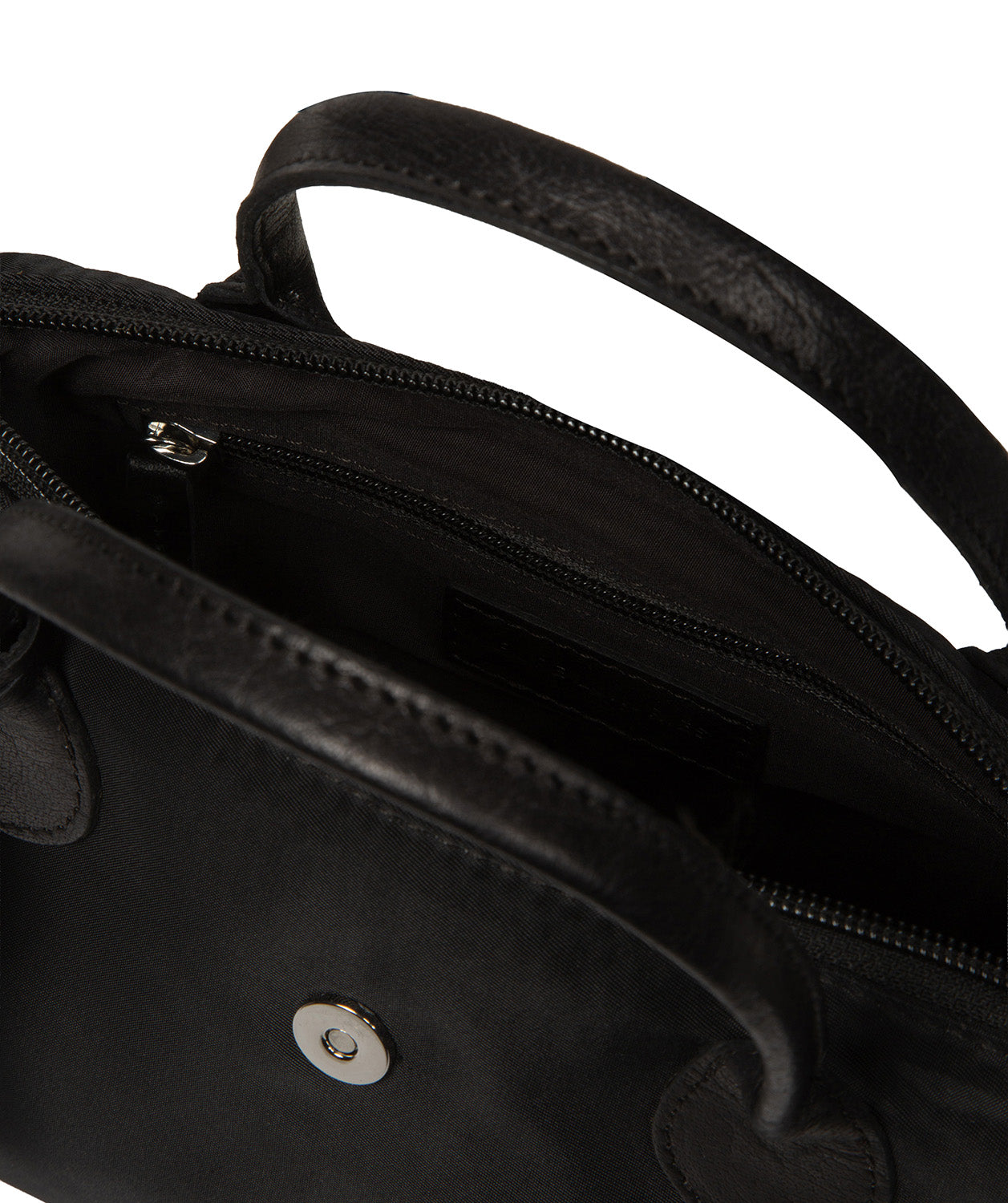'Helene' Black Canvas & Leather Mini Handbag