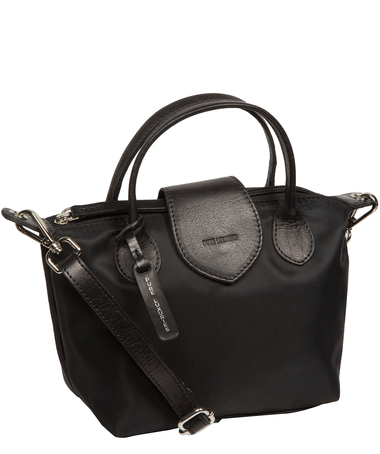 'Helene' Black Canvas & Leather Mini Handbag