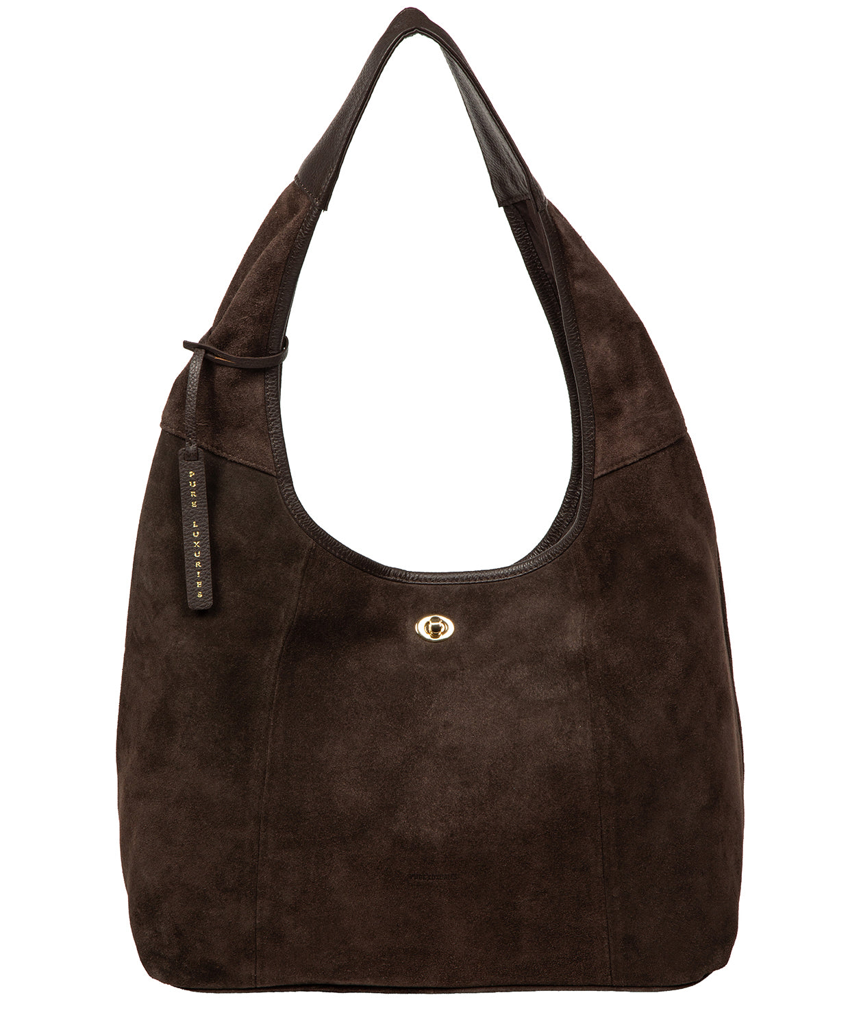 Polly shoulder bag side profile with leather trim detail