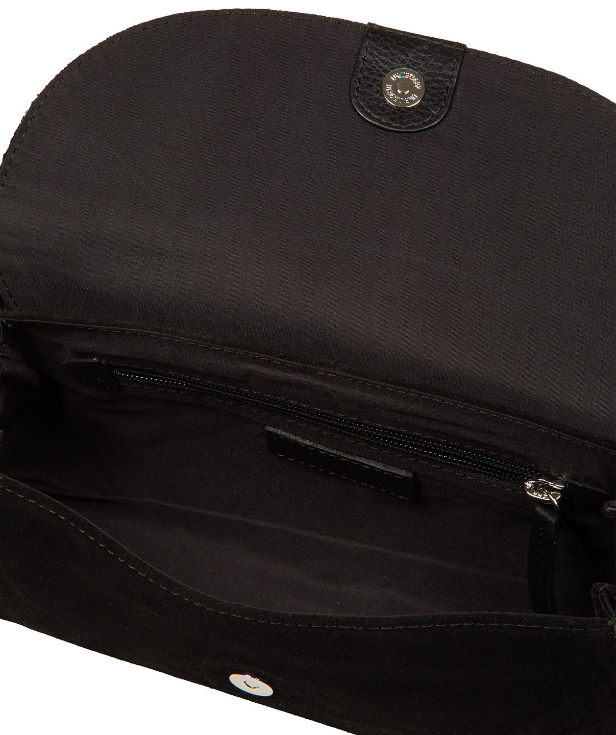 side profile showing leather trim and fittings