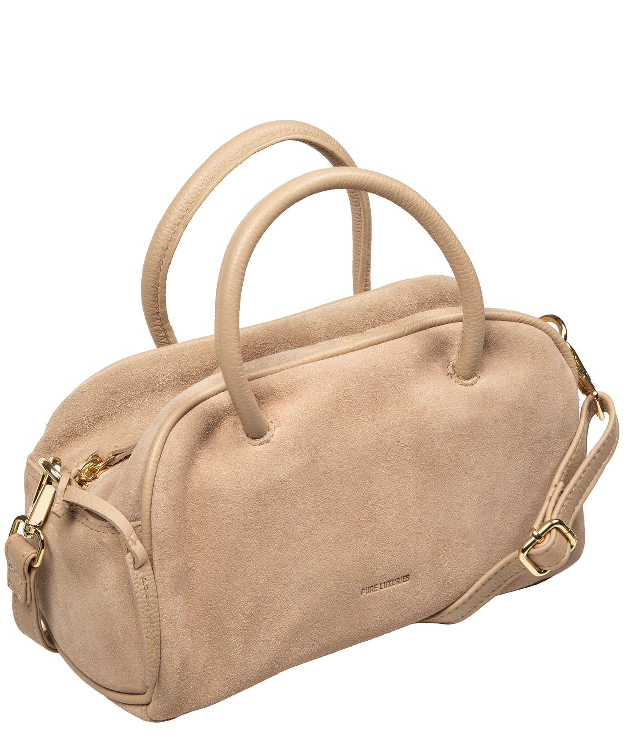 Crossbody carry view showing adjustable strap positioning