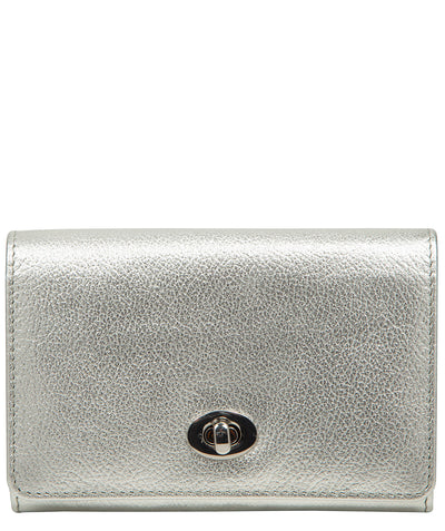 'Amber' Metallic Silver Leather Purse