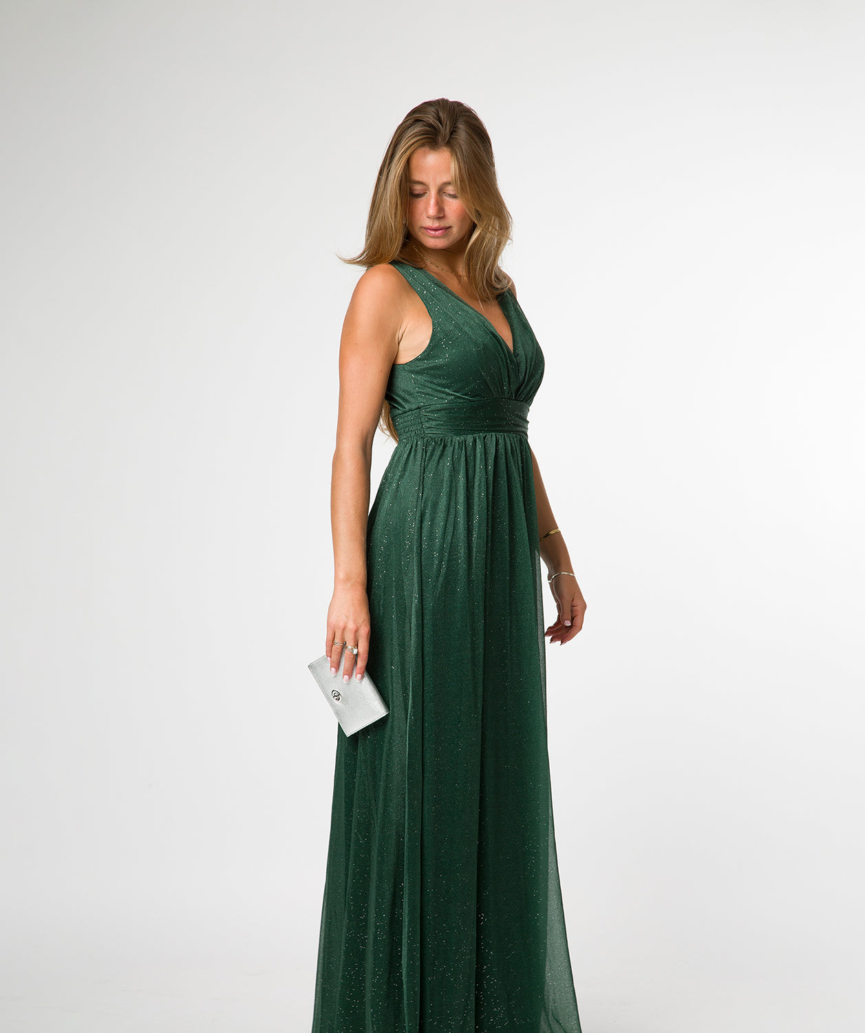 'Amber' Metallic Silver Leather Purse