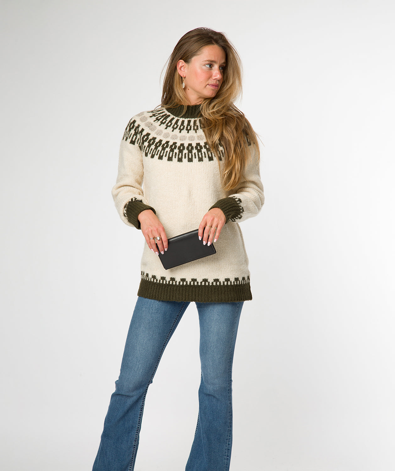 'Mia' Black Leather Purse