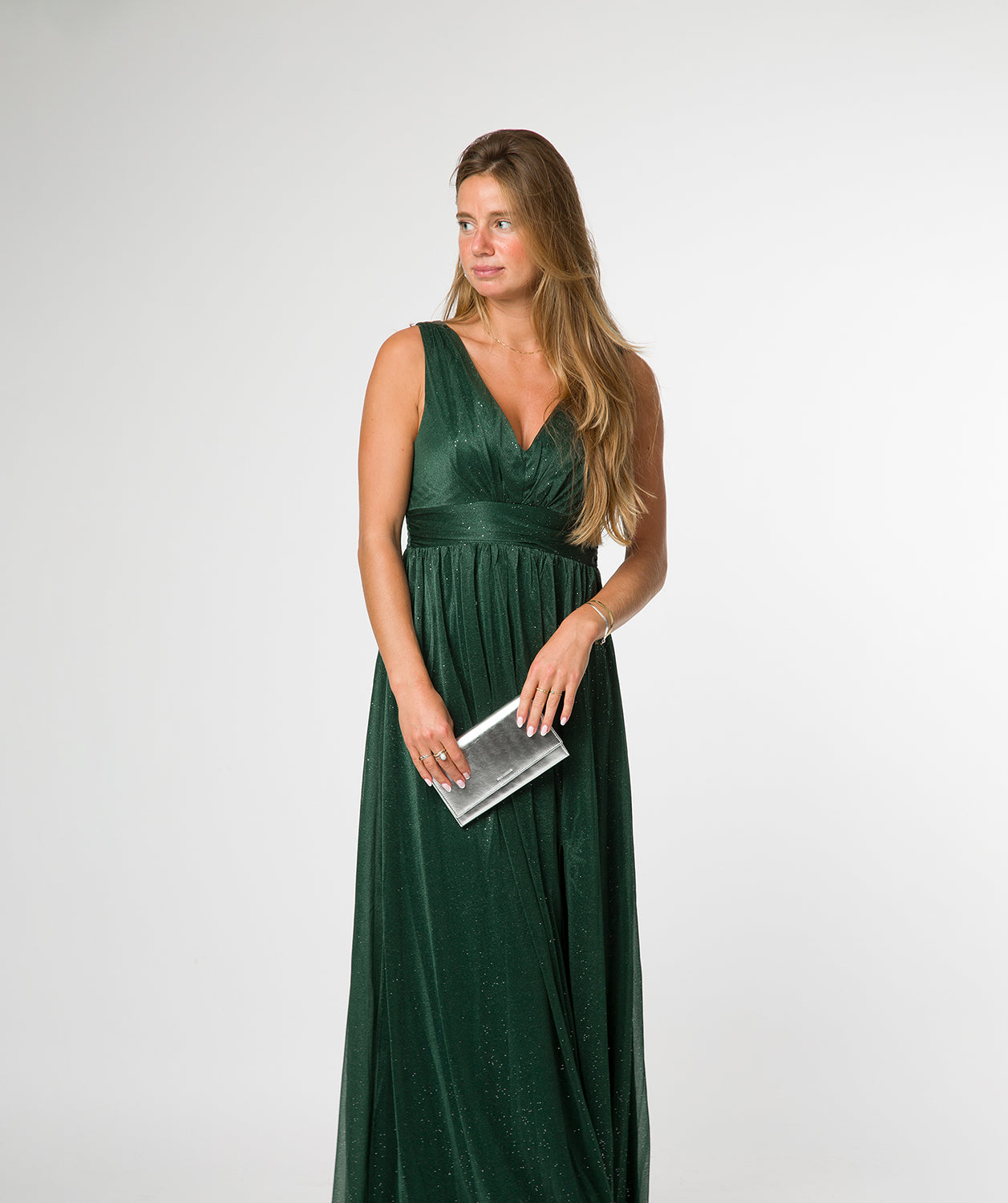 'Mia' Metallic Silver Leather Purse