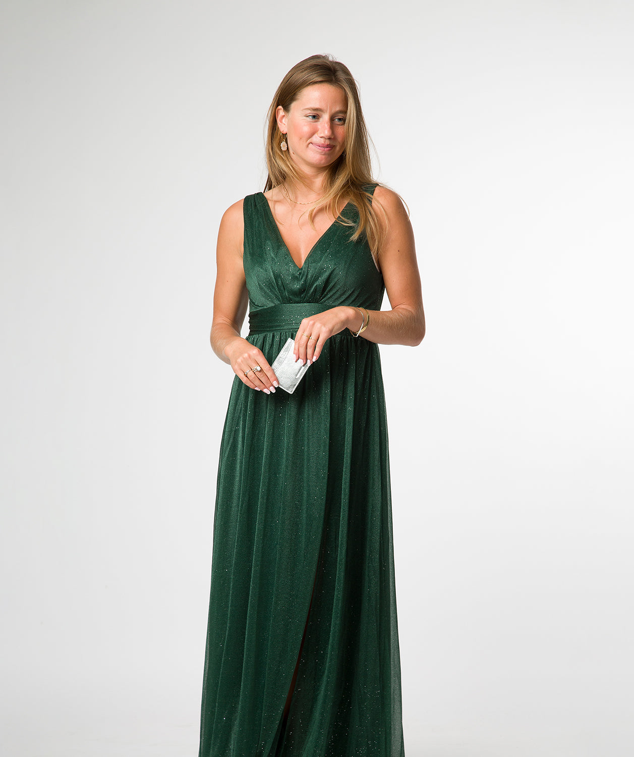 'Anna' Metallic Silver Leather Card Holder