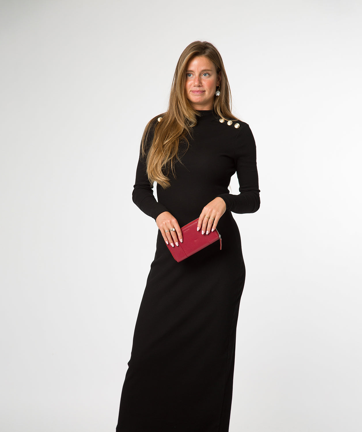 'April' Red Leather Purse