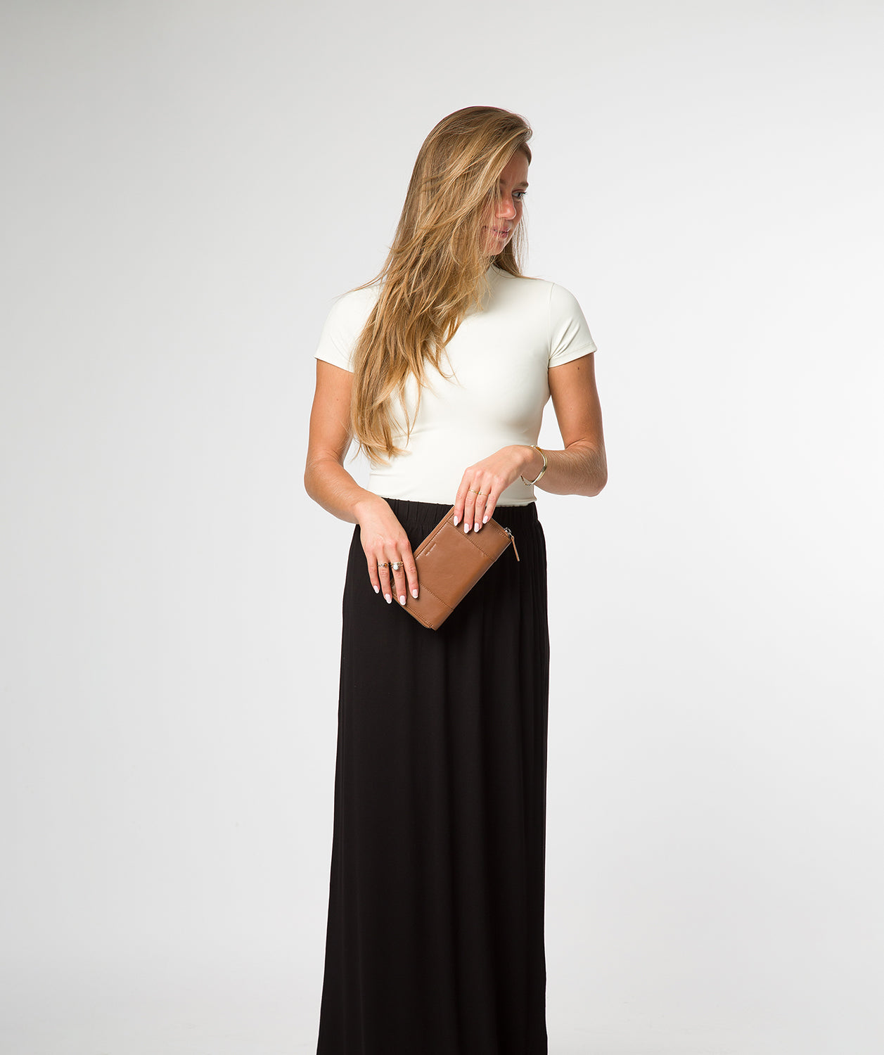 'April' Tan Leather Purse