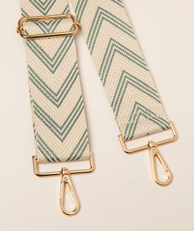 Strap Sage Green and Cream Chevron Mix with Gold Fittings