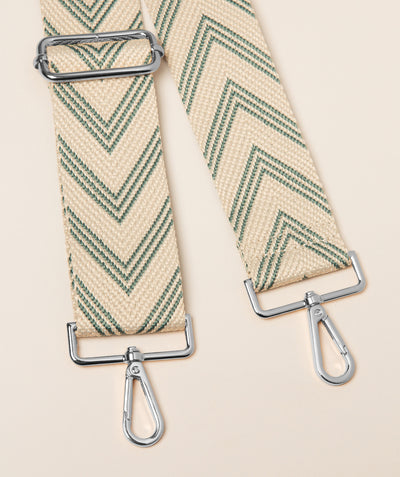 Strap Sage Green and Cream Chevron Mix with Silver Fittings