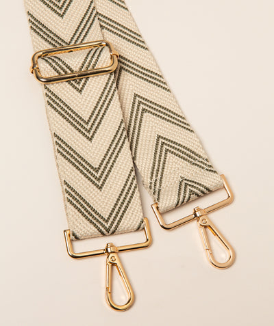 Strap Anthracite and Cream Chevron Mix with Gold Fittings