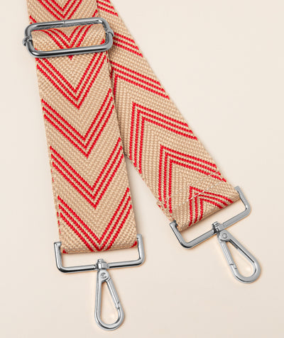 Strap Red and Cream Chervon Mix with Silver Fittings