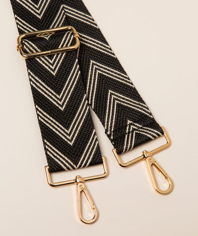 Strap Cream and Black Chervon Mix with Gold Fittings