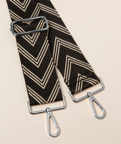 Strap Cream and Black Chervon Mix with Silver Fittings