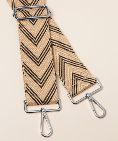 Strap Charcoal and Cream Chervon Mix with Silver Fittings