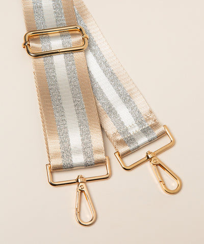 Strap Champagne and Silver Striped Mix with Gold Fittings