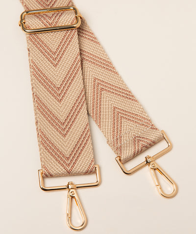 Strap Dusty Pink and Cream Chevron Mix with Gold Fittings