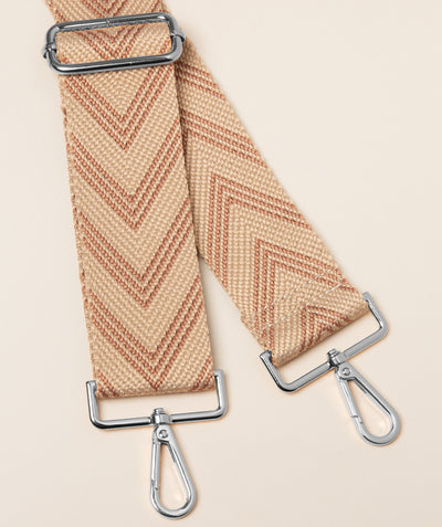 Strap Dusty Pink and Cream Chevron Mix with Silver Fittings