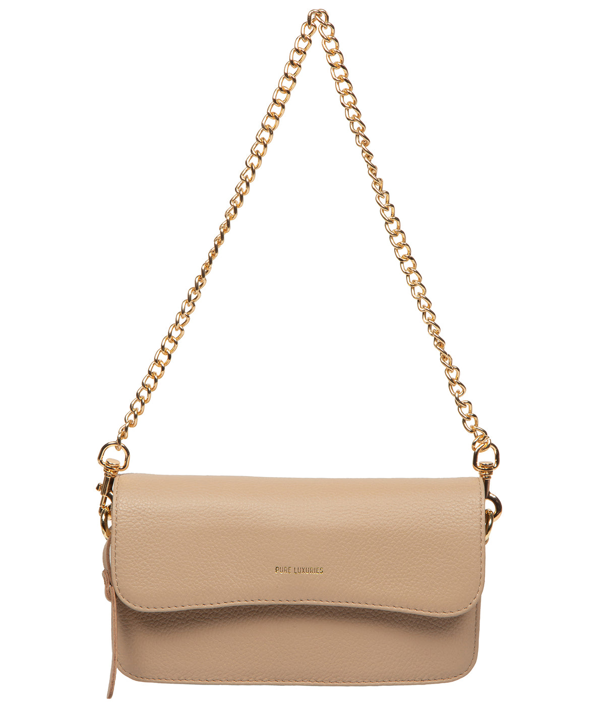 Gold chain strap full length display