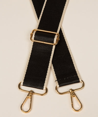 Strap Black and Beige Trim Mix with Gold Fittings