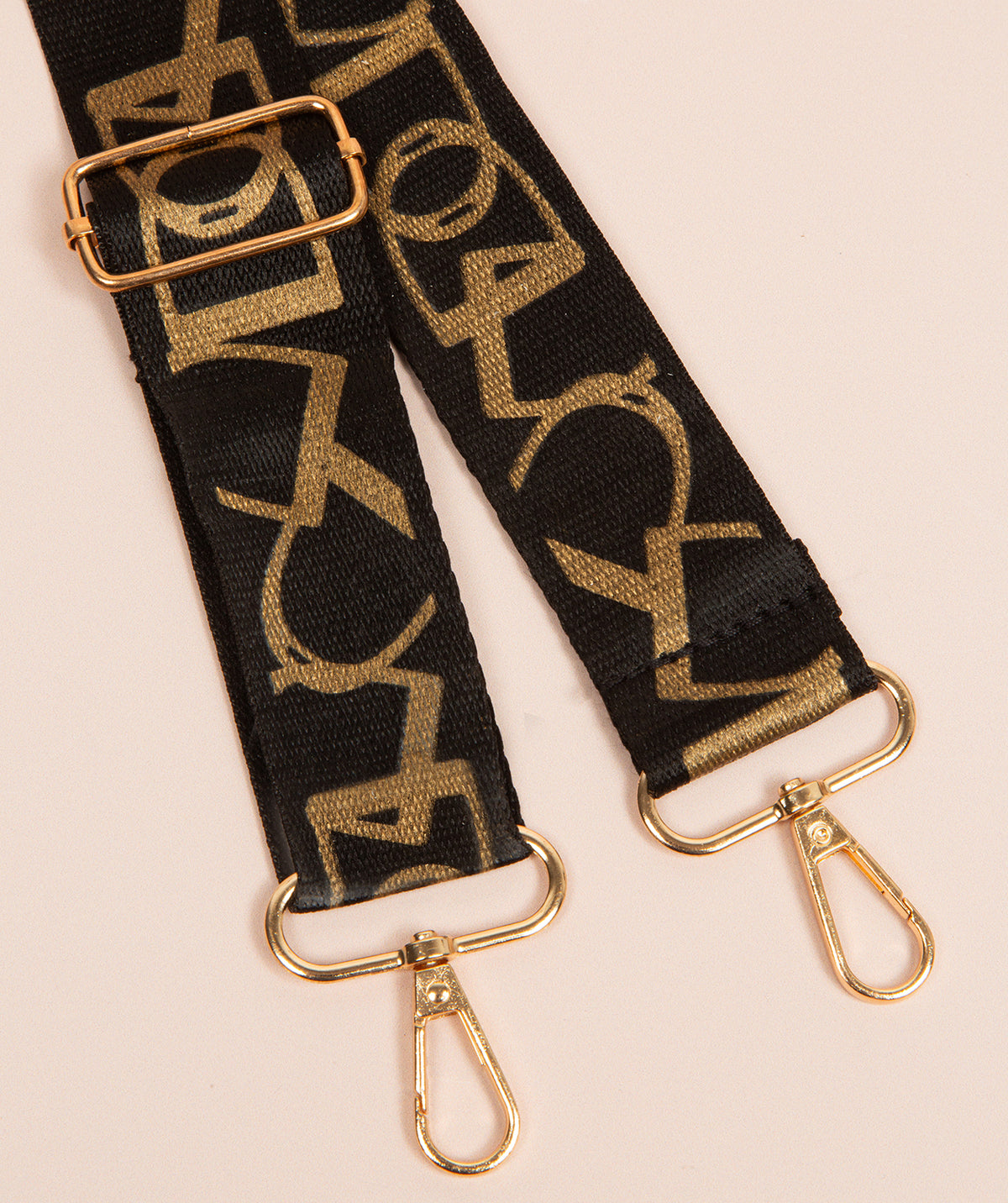 Strap Black and Gold Monogram Mix with Gold Fittings