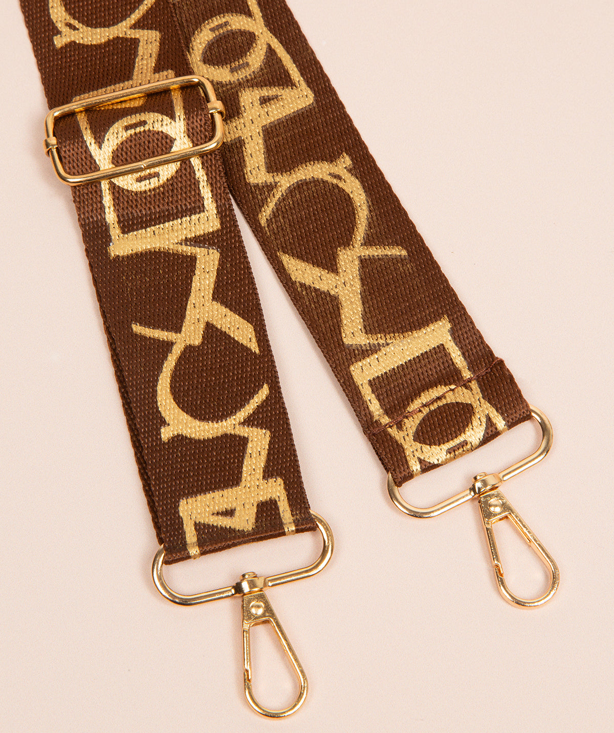 Strap Coffee and Gold Monogram Mix with Gold Fittings