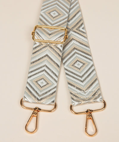 Strap Silver and White Geometric Mix with Gold Fittings