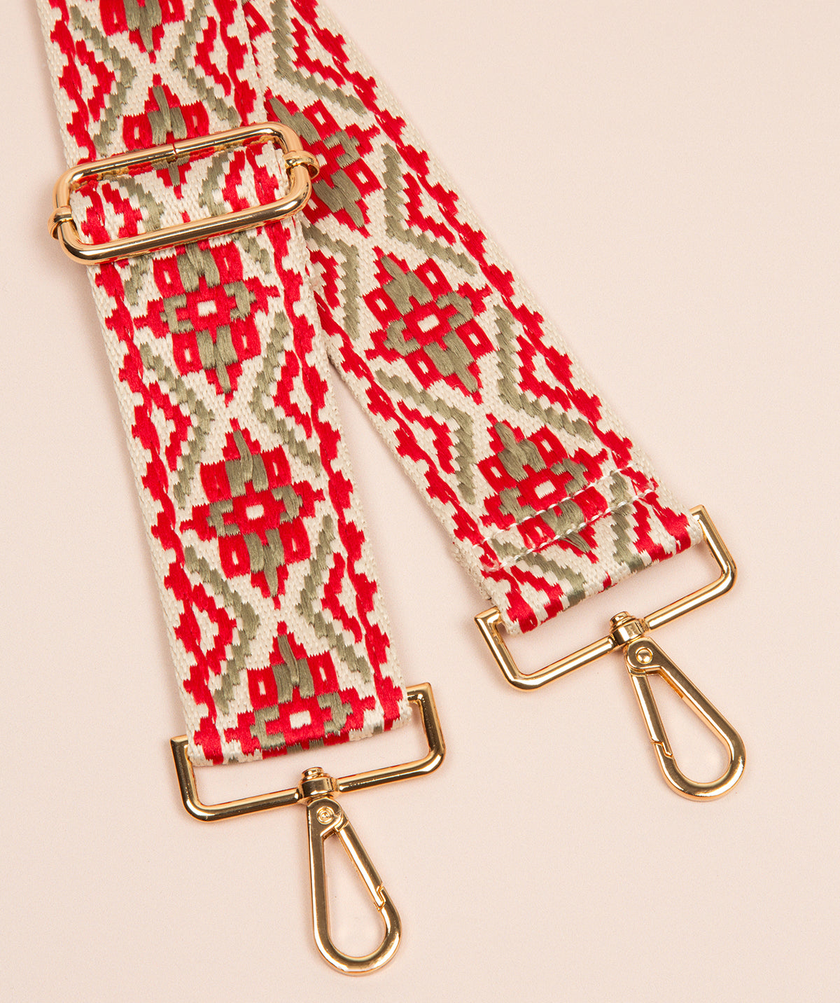Strap Red, Cream & Grey Aztec Mix with Gold Fittings