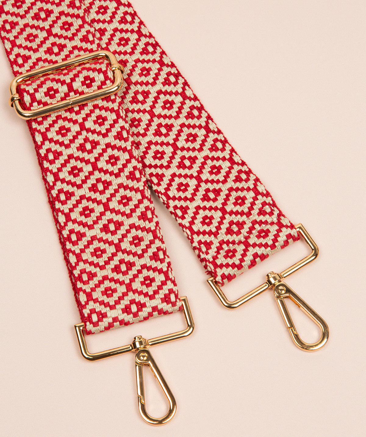 Strap Maroon and Cream Diamond Mix with Gold Fittings